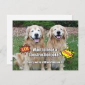 Carte Postale Funny Golden Retriever Construction Joke Mème (Devant / Derrière)