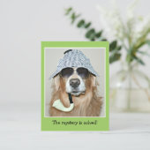 Carte Postale Funny Golden Retriever détective chien anniversair (Debout devant)