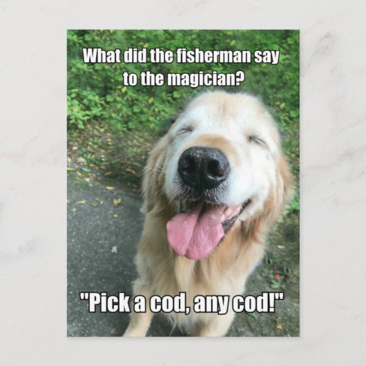 Carte Postale Funny Golden Retriever Fisherman Plaisanterie mème (Devant)