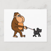 Carte Postale Funny Gorilla marcher Chien de caniche noir (Devant)