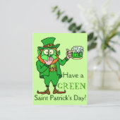 Carte Postale Funny Green Leprechaun Saint Patrick's (Debout devant)