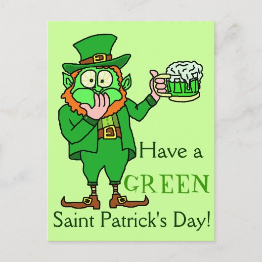 Carte Postale Funny Green Leprechaun Saint Patrick's (Devant)