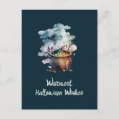 Carte Postale Funny Halloween Cauldron Volant Broom Basic Witch (Devant)