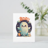 Carte Postale Funny Halloween Ghost Boo en Galaxie (Debout devant)