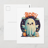 Carte Postale Funny Halloween Ghost Boo en Galaxie (Devant / Derrière)
