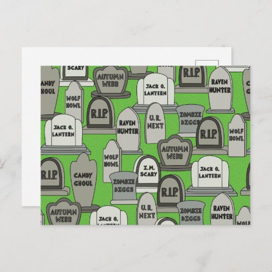 Carte Postale Funny Halloween Gravestones (Devant / Derrière)