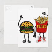 Carte Postale Funny Hamburger et French Fries Cartoon Art (Devant / Derrière)