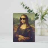 Carte Postale Funny Happy Hipster Mona Lisa à Shades (Debout devant)