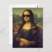 Carte Postale Funny Happy Hipster Mona Lisa à Shades (Devant / Derrière)