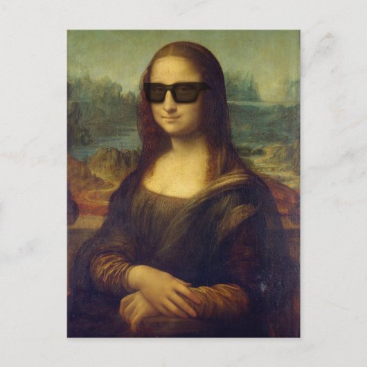 Carte Postale Funny Happy Hipster Mona Lisa à Shades (Devant)
