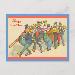 Carte Postale Funny Happy New Year Parade Vintage 1930's Image