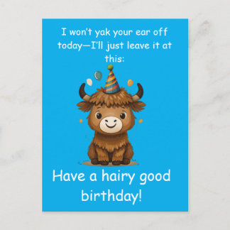Carte Postale Funny Highland Yak: Hairy Good Birthday Puns