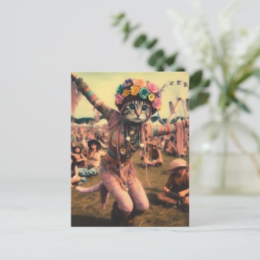 Carte postale Funny Hippie Kitty (Debout devant)