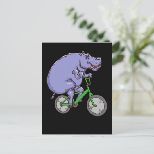 Carte Postale Funny Hippo équitation vélo Hippopotamus enfants H (Debout devant)