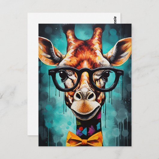Carte Postale Funny Hipster Giraffe Zoo Animaux Faune Urbain (Devant / Derrière)