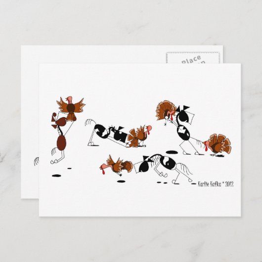 Carte Postale Funny Horse Wild Turkey Chase Cartoon (Devant / Derrière)