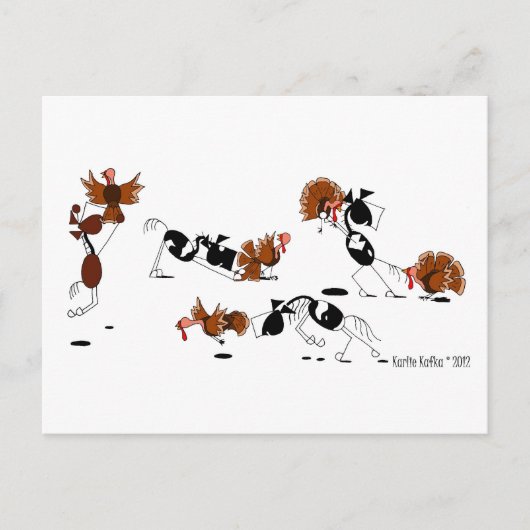 Carte Postale Funny Horse Wild Turkey Chase Cartoon (Devant)