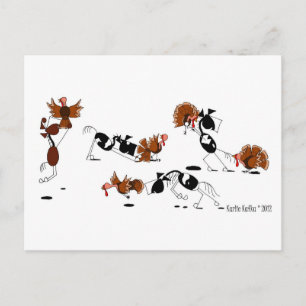 Carte Postale Funny Horse Wild Turkey Chase Cartoon Postcard