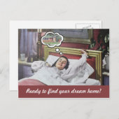 Carte Postale Funny immobilier femme rétro marketing (Devant / Derrière)