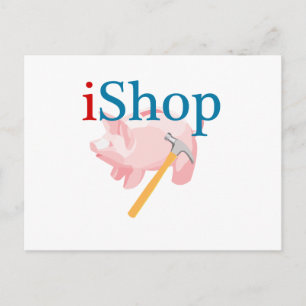 Carte Postale Funny iShop avec Piggybank et Hammer