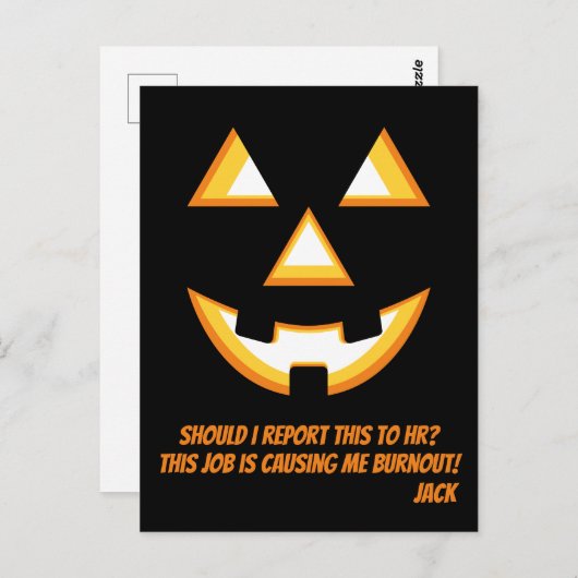 Carte postale Funny Jack-O'-Lantern Burnout (Devant / Derrière)