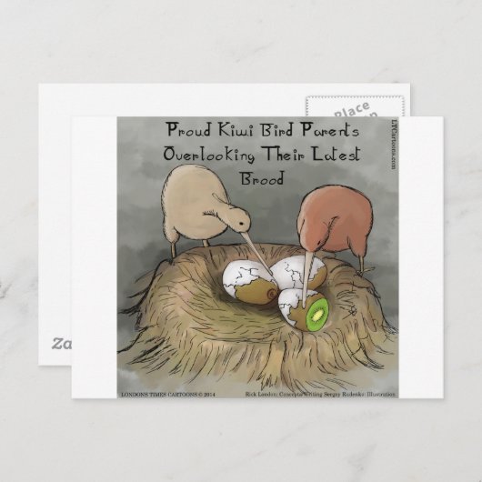 Carte Postale Funny Kiwi Birds Tending Their Fruit (Devant / Derrière)