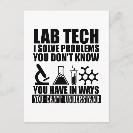 Carte Postale Funny lab tech cite laboratoire technicien humour (Devant)