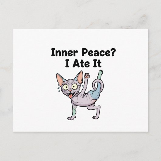 Carte Postale Funny Lavender Sphynx Cat Cartoon Art (Devant)