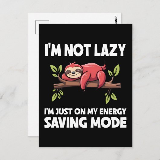 Carte Postale Funny Lazy Mode d'économie d'énergie (Devant / Derrière)