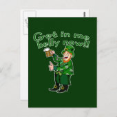 Carte Postale Funny Leprechaun et Tshirt de bière pour St. Pat's (Devant / Derrière)