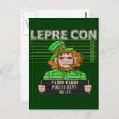Carte Postale Funny Leprechaun Leprecon Mugshot (Devant / Derrière)