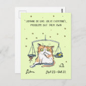 Carte postale Funny Libra Zodiac Chat Carte postal (Devant / Derrière)