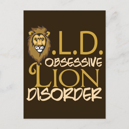 Carte Postale Funny Lion Gold sur Brown (Devant)