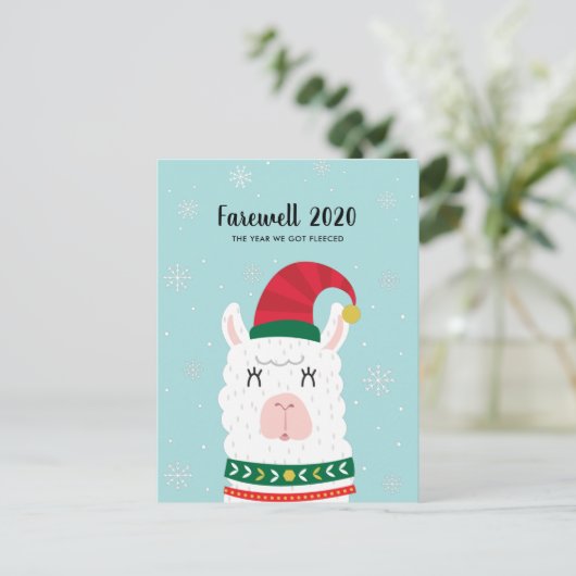 Carte Postale Funny Llama, Year We Got Fleeced Covid Christmas (Debout devant)