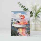 Carte Postale Funny Lobster Fish Surreal Jellyfish UFO Collage (Debout devant)