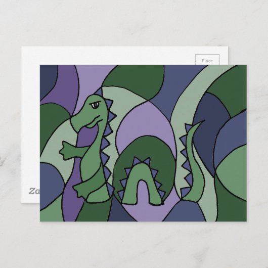 Carte Postale Funny Loch Ness Monster Art Abstrait (Devant / Derrière)