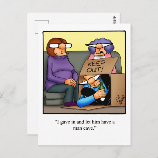 Carte Postale Funny Man Cave Humour Postcad (Devant / Derrière)