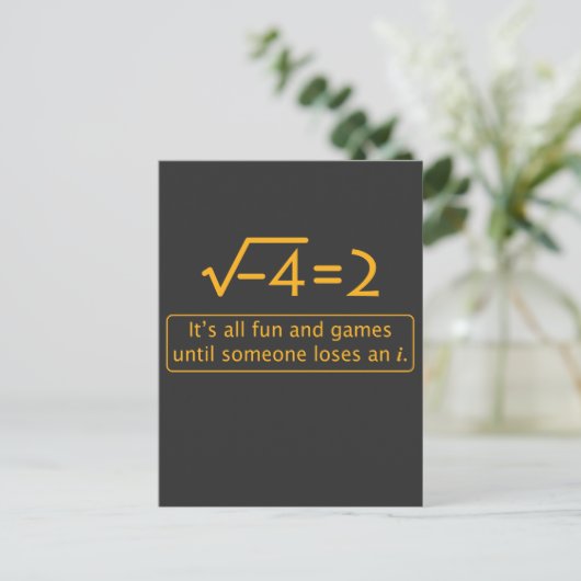 Carte Postale Funny Math Joke - nombre imaginaire manquant (Debout devant)
