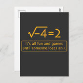 Carte Postale Funny Math Joke - nombre imaginaire manquant (Devant / Derrière)