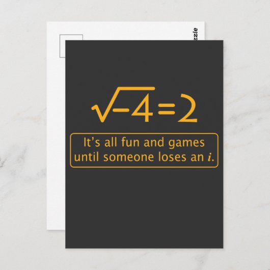 Carte Postale Funny Math Joke - nombre imaginaire manquant (Devant / Derrière)