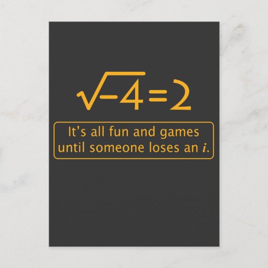 Carte Postale Funny Math Joke - nombre imaginaire manquant (Devant)
