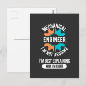 Carte Postale Funny Mechanical Engineer, Mechanical Engineering (Devant / Derrière)
