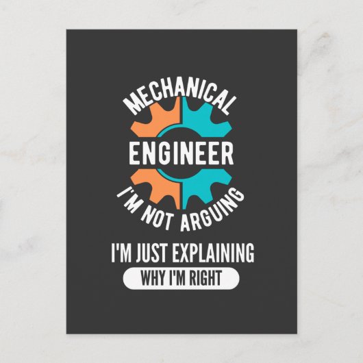 Carte Postale Funny Mechanical Engineer, Mechanical Engineering (Devant)