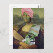 Carte Postale Funny Mona Lisa faire soin de la peau Leonardo da  (Devant / Derrière)