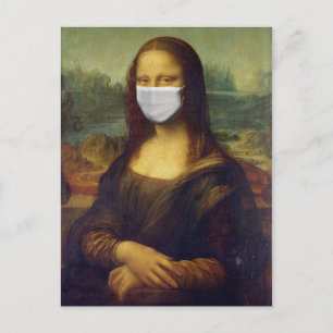 Carte Postale Funny Monalisa Porte Coronavirus Masque facial
