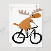 Carte Postale Funny Moose équitation Vélo art original (Devant / Derrière)