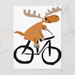 Carte Postale Funny Moose équitation Vélo art original