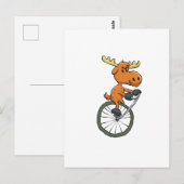 Carte Postale Funny Moose on monocycle choose backgror (Devant / Derrière)