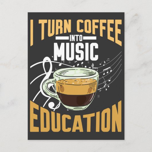Carte Postale Funny Music Enseignant Coffee Lover Humour scolair (Devant)