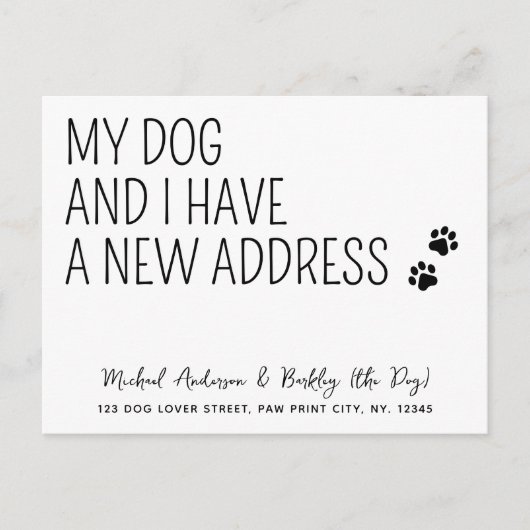 Carte Postale Funny My Dog and I New Address Modern Pet Moving (Devant)